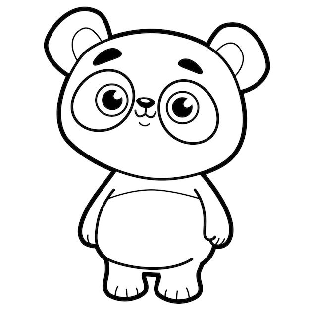 Malbuch oder Seite für Kinder. Schwarzweiss-Panda