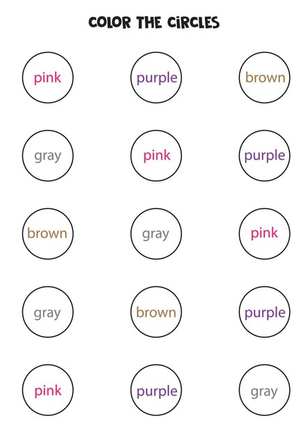Male die kreise aus. pädagogisches arbeitsblatt zum erlernen von farben.