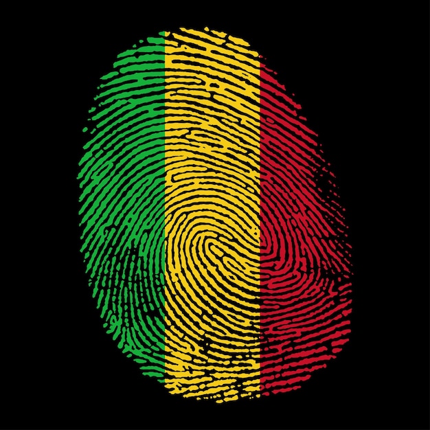 Mali-flagge auf fingerabdruck