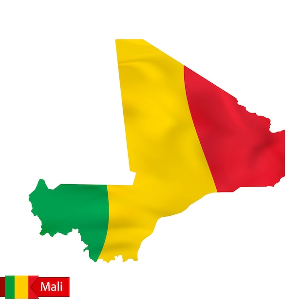 Mali-Karte mit wehender Landesflagge