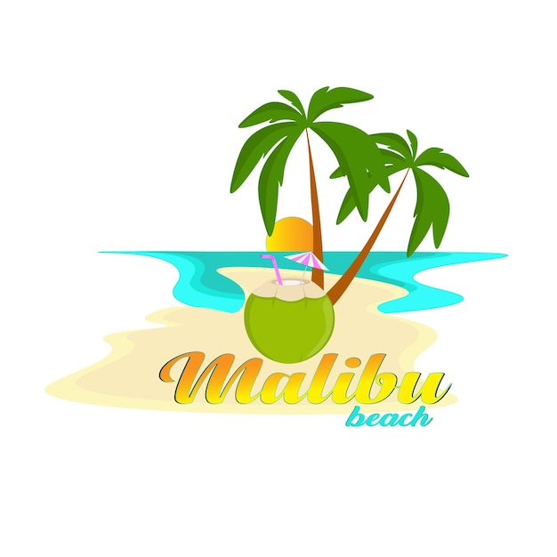 Malibu strand einfache vektorillustration passend für ihr t-shirt oder ihr logo