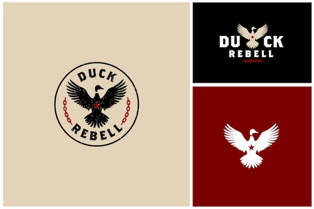 Vektor mallard wingspan duck wings kette stern silhouette für flug freiheit retro rebellen rebellen label logo