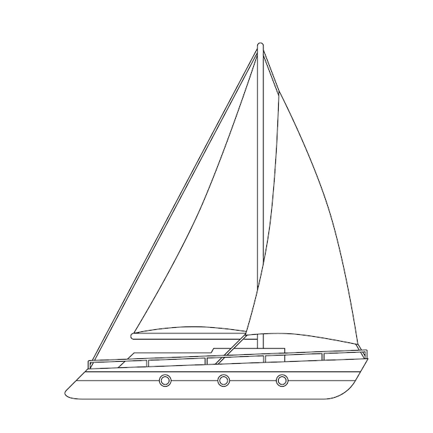 Vektor malseite mit boot für kinder coole kreuzfahrtschiff-cartoon-vektorillustration für kinder