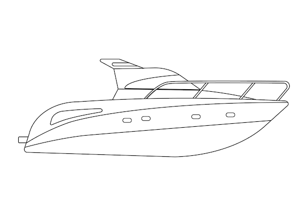 Vektor malseite mit boot für kinder coole kreuzfahrtschiff-cartoon-vektorillustration für kinder
