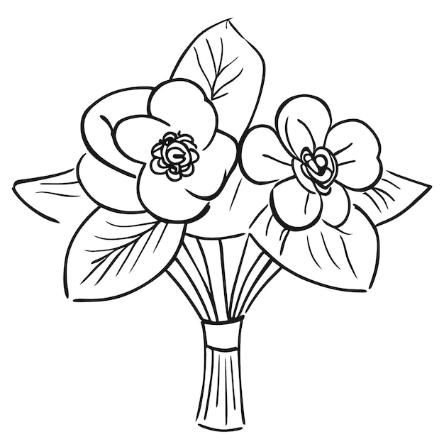 Malvorlage eines Blumenstraußes mit Schleife
