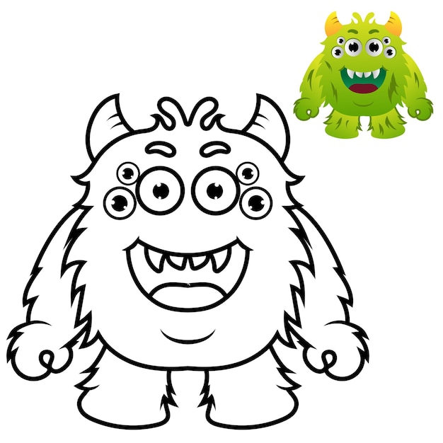 Malvorlagen für Kinder Bildung Niedliches Monster Cartoon Vektor Icon Illustration Monster