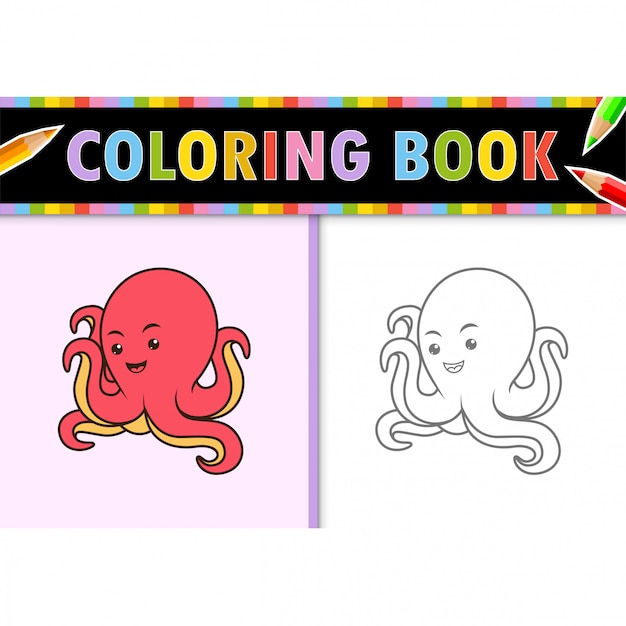 Malvorlagen umriss der karikatur oktopus. bunte illustration, malbuch für kinder.