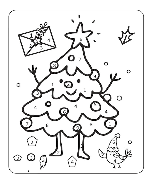 Malvorlagen Weihnachten für Kinder Premium Vektor