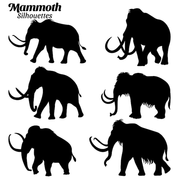 Mammut-silhouetten-vektorillustrationsset