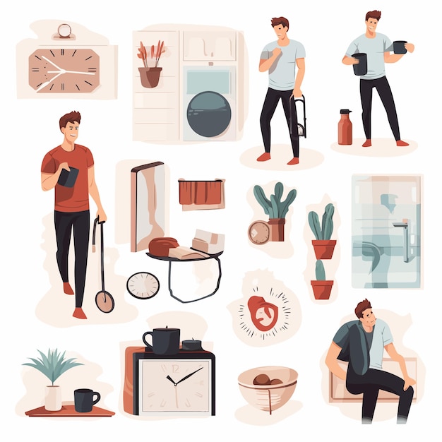 Man_daily_life_set_flat_vector_illustrationdaily