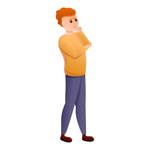 Man excursion thinking icon Karikatur von man excursion thinking vector icon für Webdesign isoliert auf weißem Hintergrund