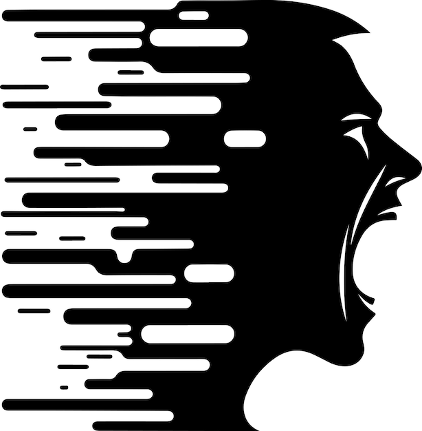 Vektor man screaming in anger silhouette vector silhouette white background 19