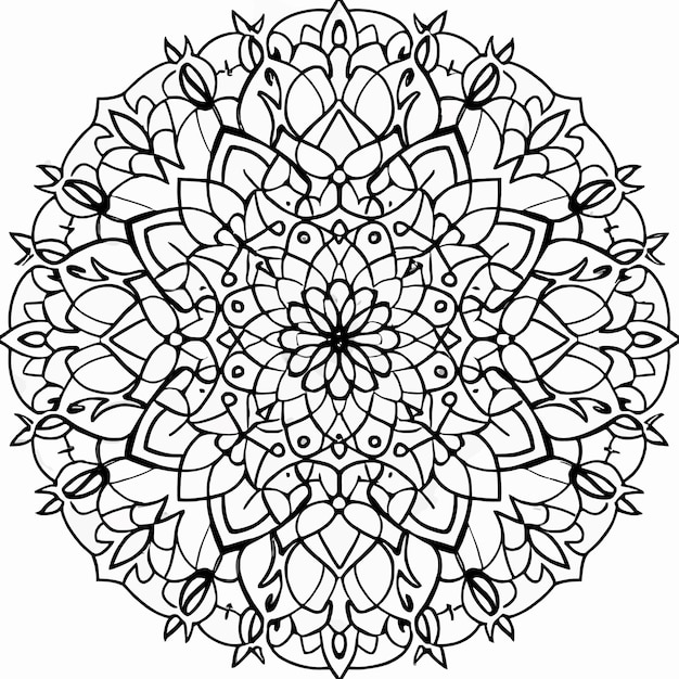 Mandala Blumen-Hintergrund-Design Malseite