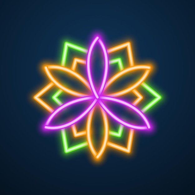 Mandala-blumen-neon-effekt-vektor