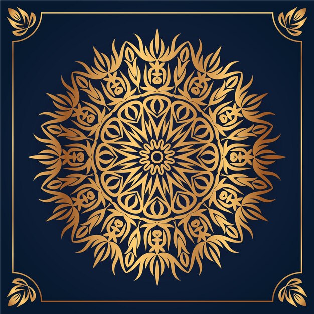 Mandala Design arabis islamischer Stil Hintergrund Goldfarbe Premium-Vektor