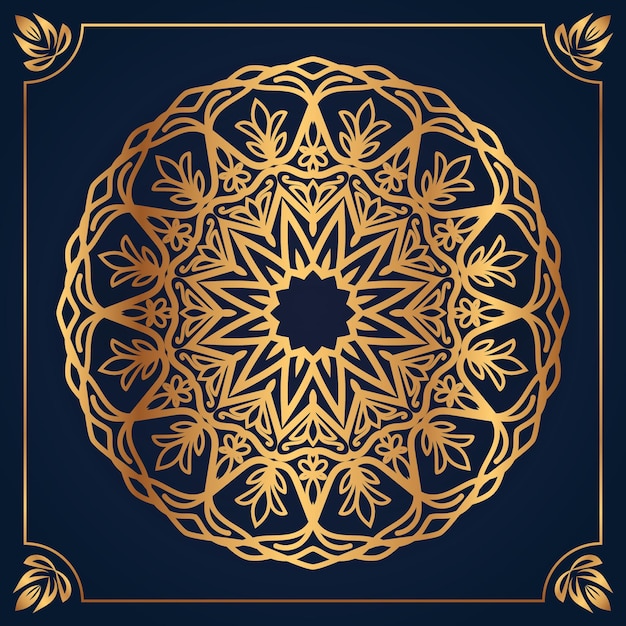 Mandala Design arabis islamischer Stil Hintergrund Goldfarbe Premium-Vektor
