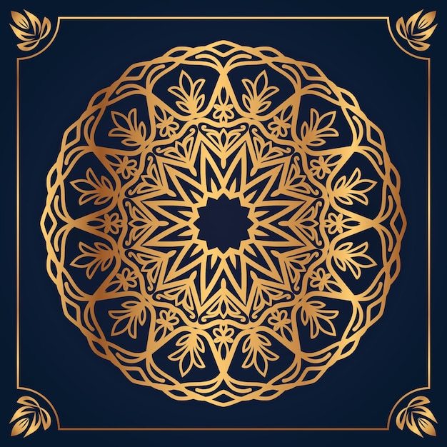 Mandala design arabis islamischer stil hintergrund goldfarbe premium-vektor