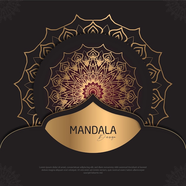 Vektor mandala-design runder luxus-design goldener pinseltext