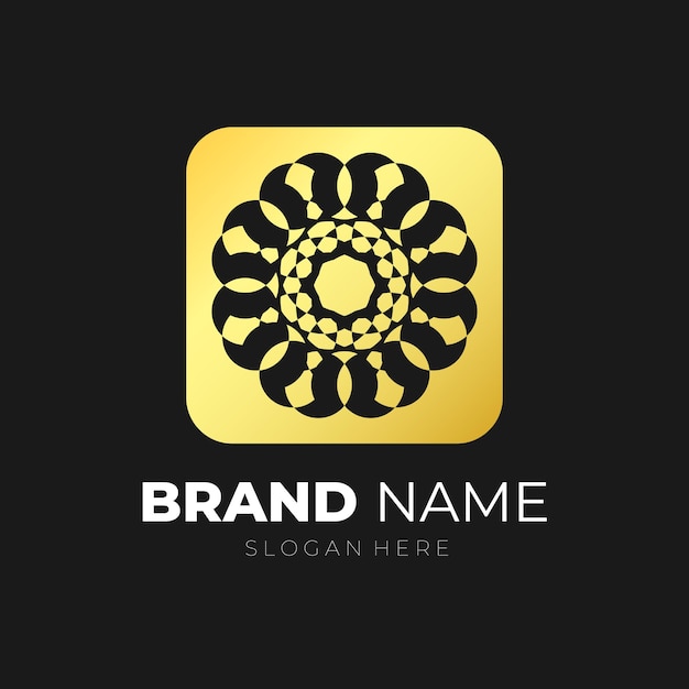 Mandala emblem logo gold vektor