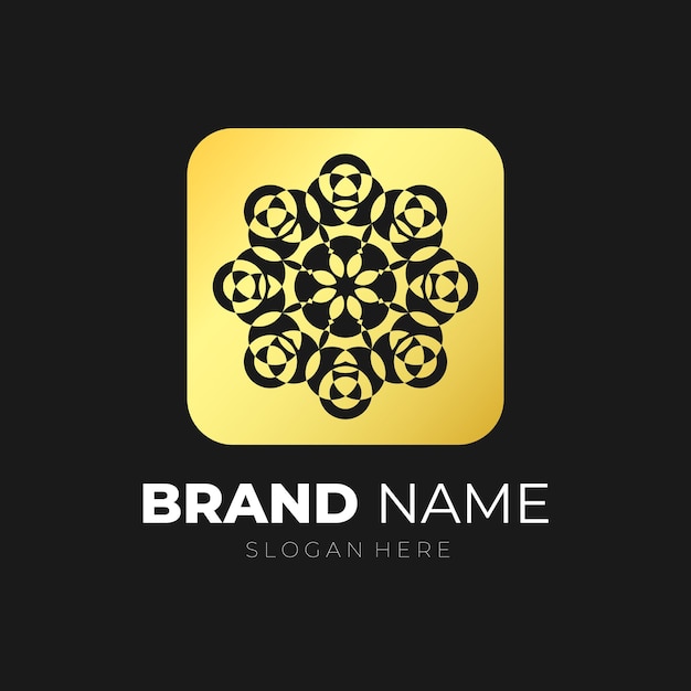 Mandala emblem logo gold vektor