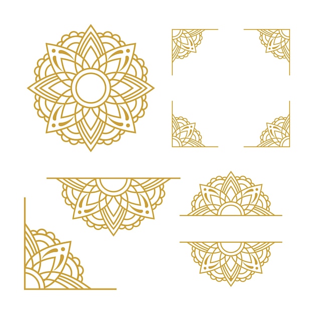 Mandala Hochzeits Ornament Gold-Vektor-Design