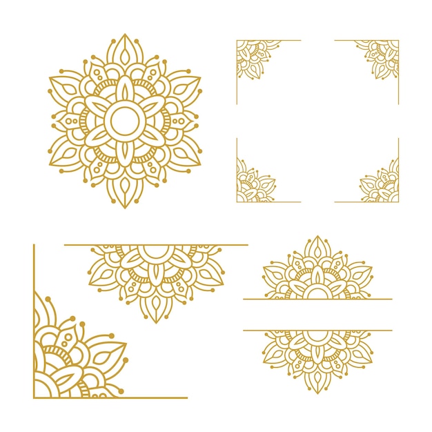 Mandala Hochzeitsornament mit Gold-Vektor-Design