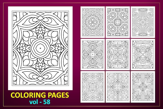 Mandala kdp färbung seite design schwarz-weiß-blumen-malbuch-mandala-muster