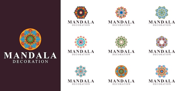 Mandala-logo-design-kollektion, ornament, blume, natur