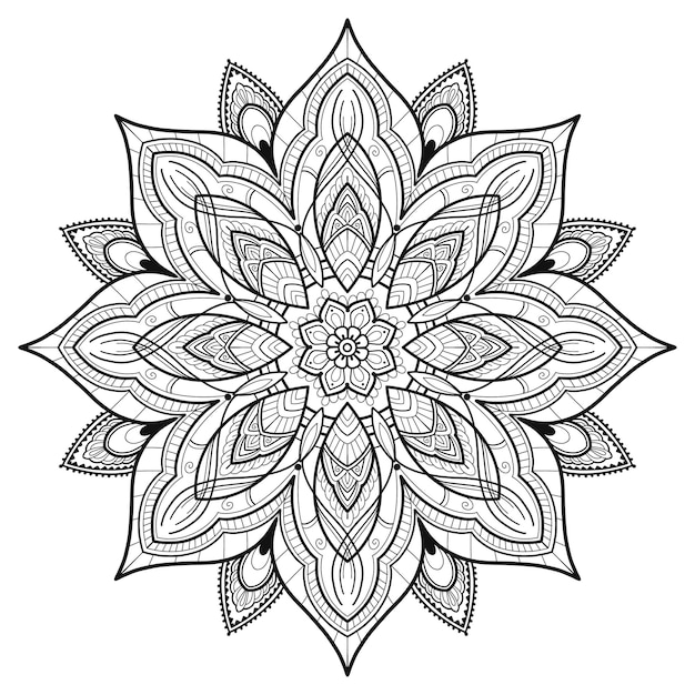 Mandala Malbuch Kunst Tapetendesign Kachelmuster Shirt Grußkarte Aufkleber Spitzenmuster und Tätowierung Dekoration für Innenarchitektur Vektor ethnischer orientalischer Kreis Ornament Hintergrund