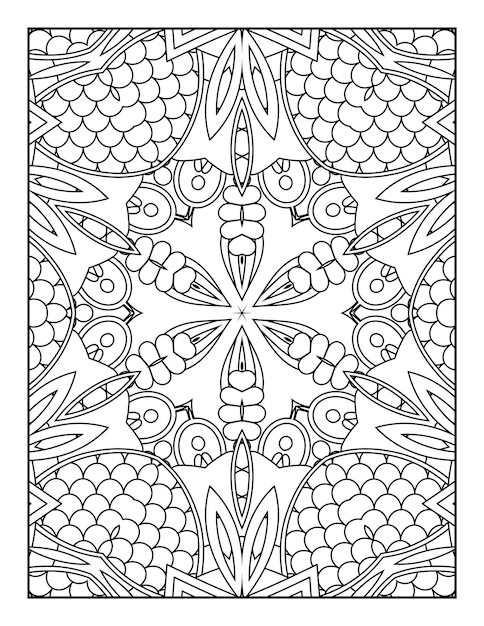 Vektor mandala-malseite für erwachsene und handgezeichnetes umriss-mandala-malbuch für kinder-strichzeichnungen