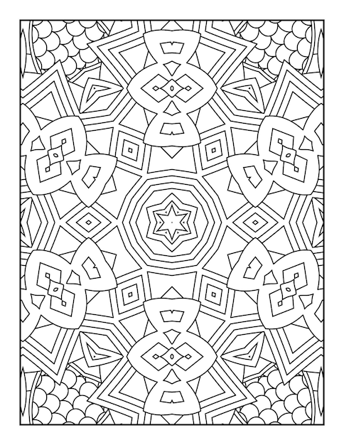 Mandala-malseite für erwachsene und handgezeichnetes umriss-mandala-malbuch für kinder-strichzeichnungen