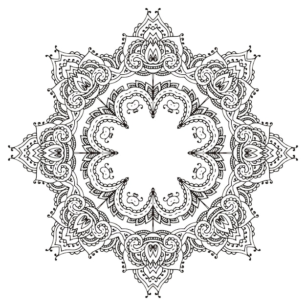 Mandala mit handgezeichneten floralen elementen.