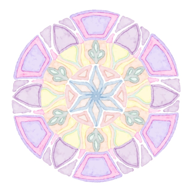 Vektor mandala-muster auf isoliertem hintergrund, aquarell bunter mandala-hintergrundvektor.