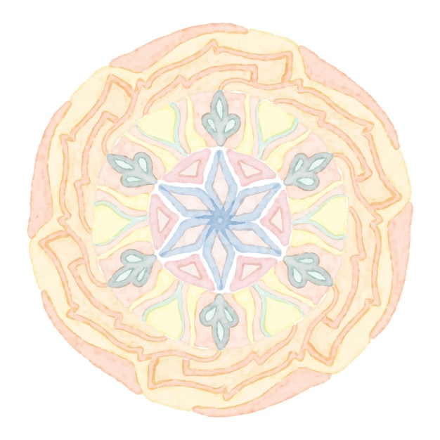 Mandala-muster auf isoliertem hintergrund, aquarell bunter mandala-hintergrundvektor.