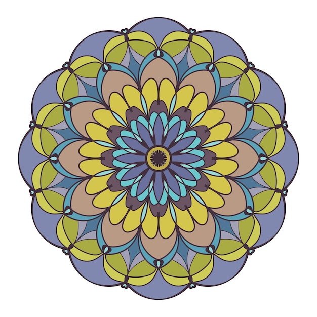 Mandala-muster blumen bunte vektor-illustration ethnischen orientalischen design arabesque-symmetrie-blume