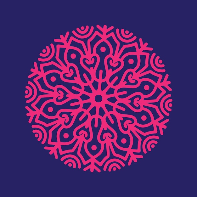 Mandala-muster kreisförmiges blumendesign. ein rosa kreis mit einem muster aus herzen darauf.islamisches mandala