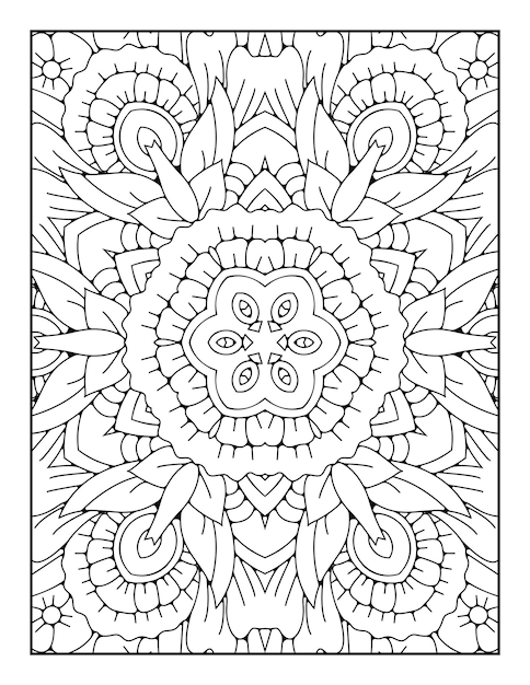 Mandala-Muster-Malseite für Erwachsene und handgezeichnetes Umriss-Mandala-Malbuch für Kinder