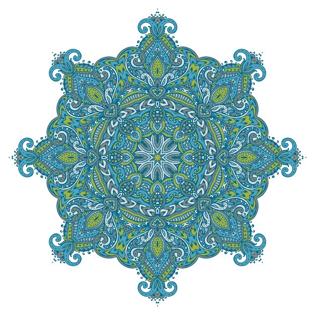 Mandala-muster von henna-blumenelementen basierend auf traditionellen asiatischen ornamenten.