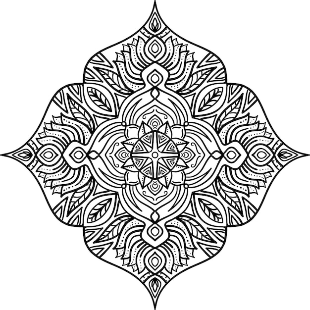 Mandala-Ornament in einem Kreis Dekoratives Vektordesign Malseite