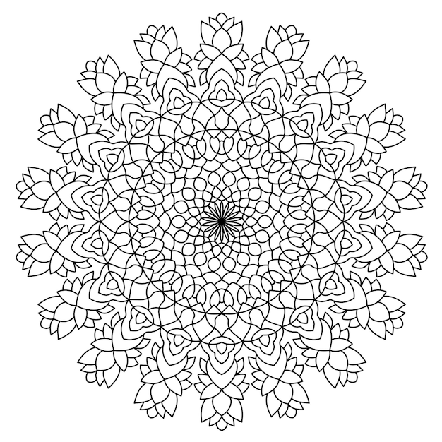 Mandala rundes Muster für Aufkleber Henna-Tattoo-Dekorationsnetz Dekorative Ornamente im orientalischen Ethno-Stil Malbuchseite