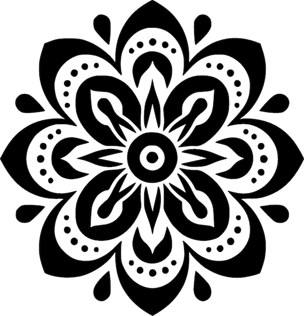 Mandala-schwarz-weiß-vektorillustration