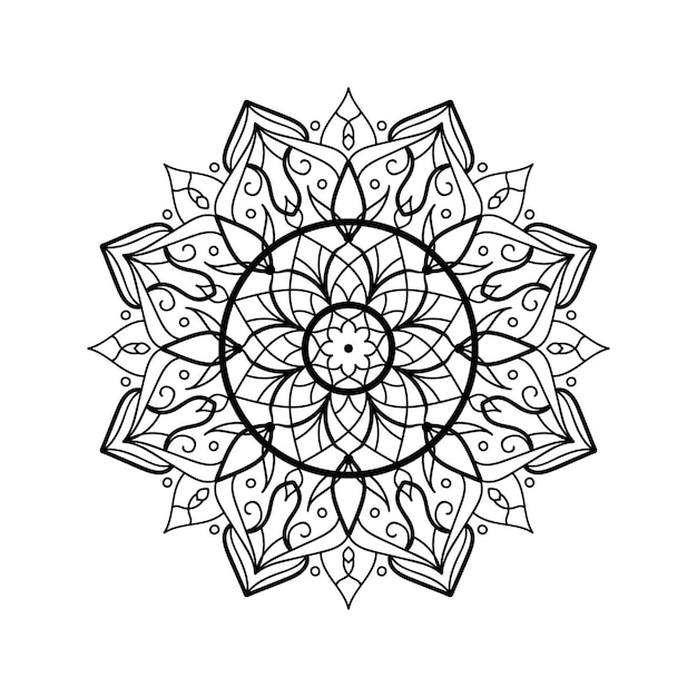 Mandala-silhouettendruck für malbuch für erwachsene dekoratives rundes florales ornament orientalische vektorillustration