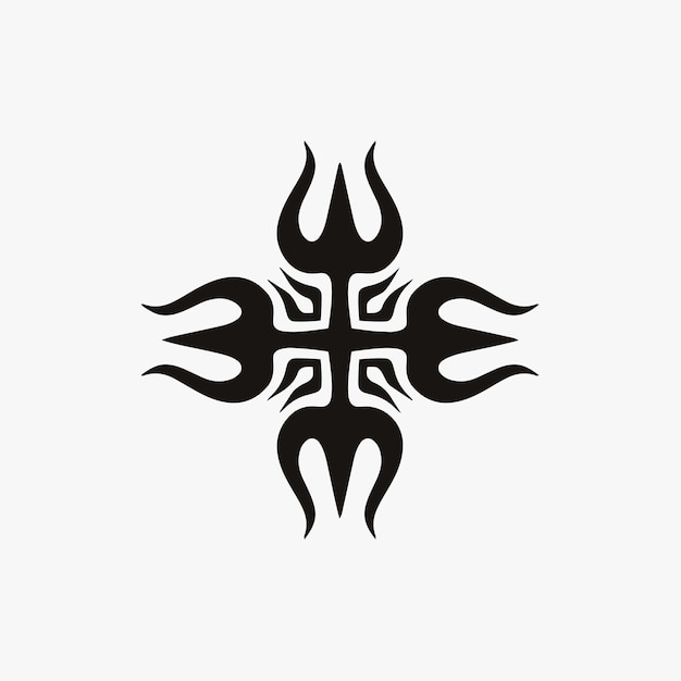Vektor mandala tribal trisula symbol logo auf weißem hintergrund schablone aufkleber tattoo vector design