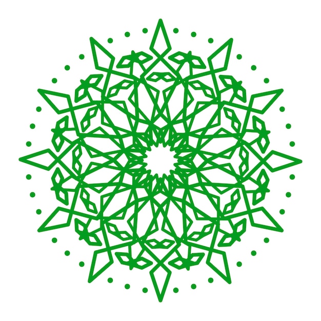 Mandala-vorlage im grünen farblinienstil