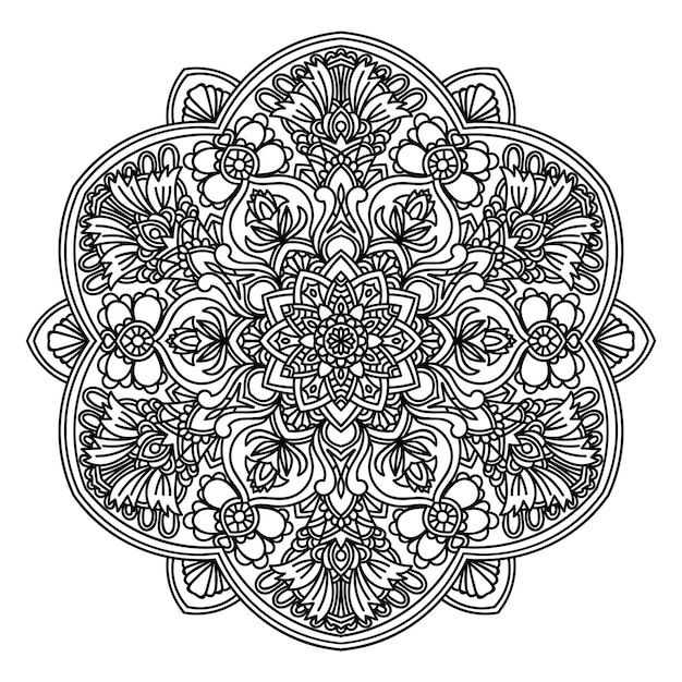 Mandalas. dekorative runde gekritzelblume lokalisiert auf weißem hintergrund. geometrisches kreiselement.