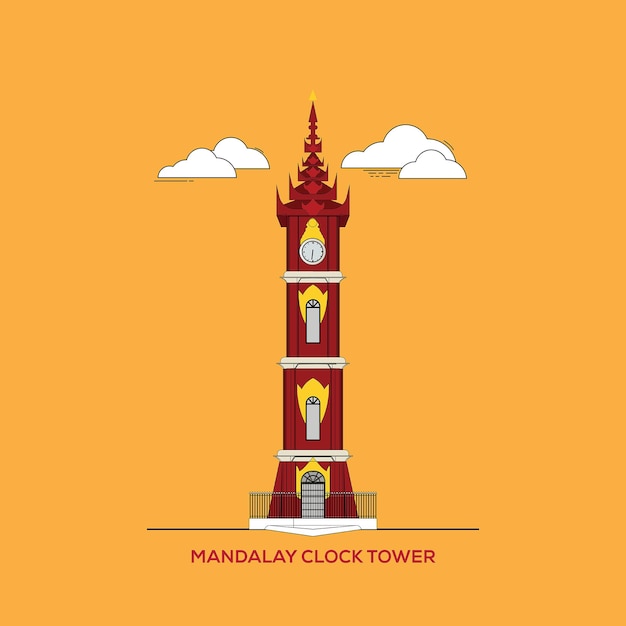 Vektor mandalay clock tower-kunst