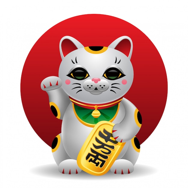 Maneki neko japan glückliche katze illustration