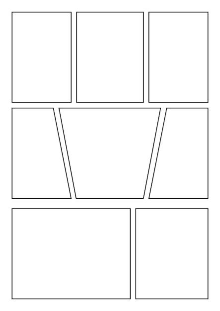 Vektor manga-storyboard-layout a4-vorlage zum schnellen erstellen von papieren und im comic-stil