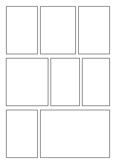 Vektor manga-storyboard-layout einfache a4-vorlage