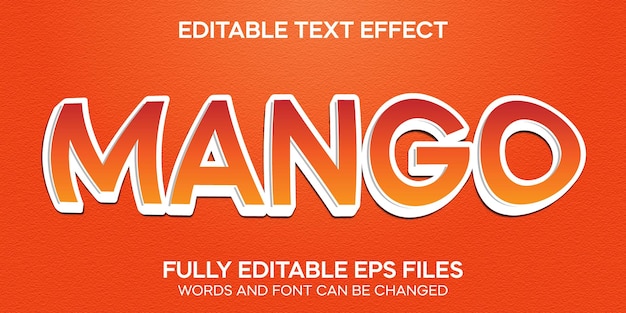 Mango 3d bearbeitbarer texteffekt premium vector